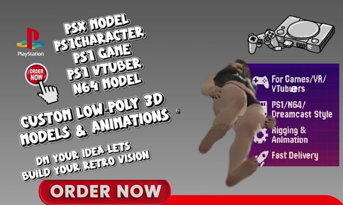 do retro 3d model, psx, n64, ps1 character model, game, vtuber, lowpoly model