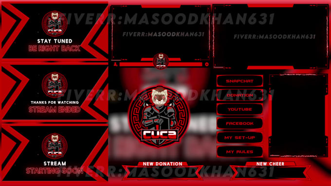 design twitch animated stream overlay, twitch overlay, stream packages