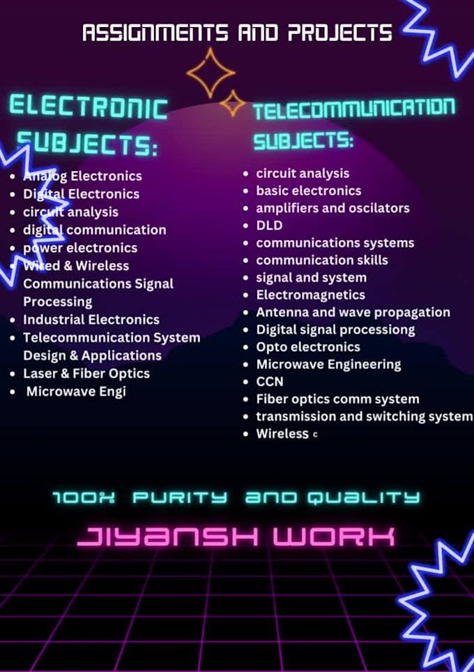 do telecommunication and electronics assignment and projects