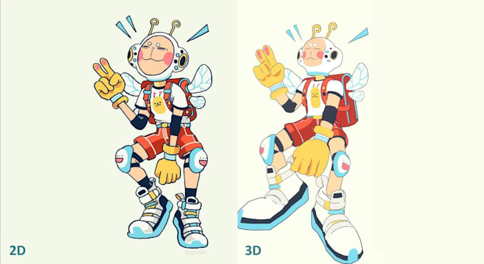 model 3d cute stylized character from your sketch
