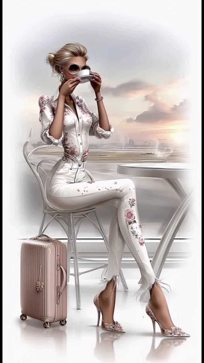 do ai fashion illustration luxury travel ads for brands, social media, ai model