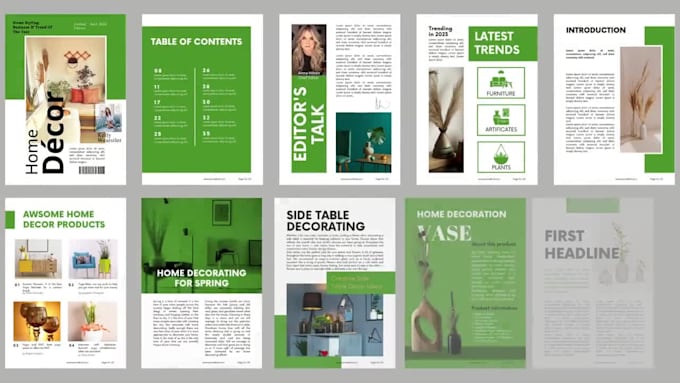 Give 24 pages home decor magazine or ebook canva template by ...