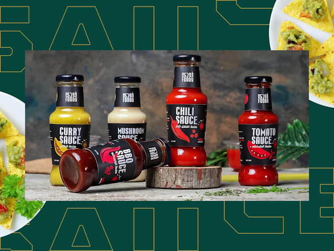 design a unique label packaging for hot sauces