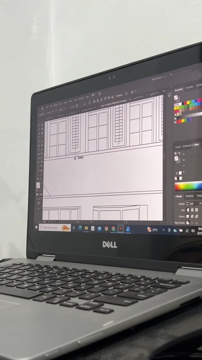 draw line art illustration, technical drawing with continuous 24 hours