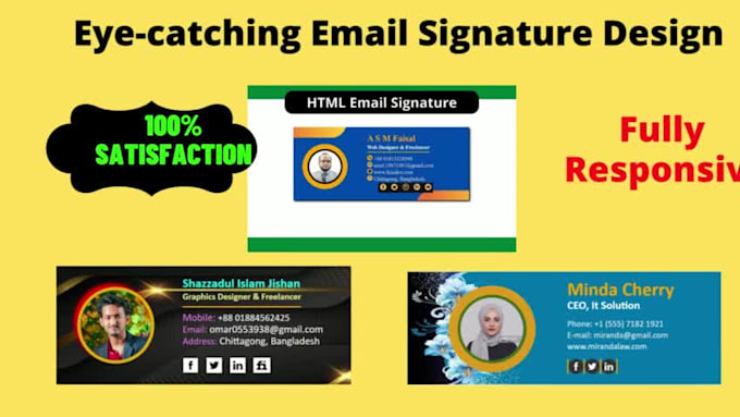 design clickable HTML email signature for gmail outlook yahoo hotmail