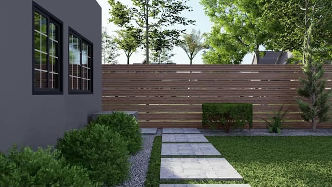 do 3d landscape of backyard front yard pool patio deck plant