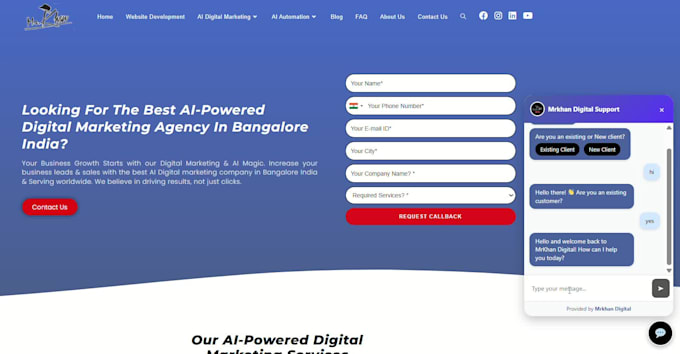 develop ai chatbots for your website and social media