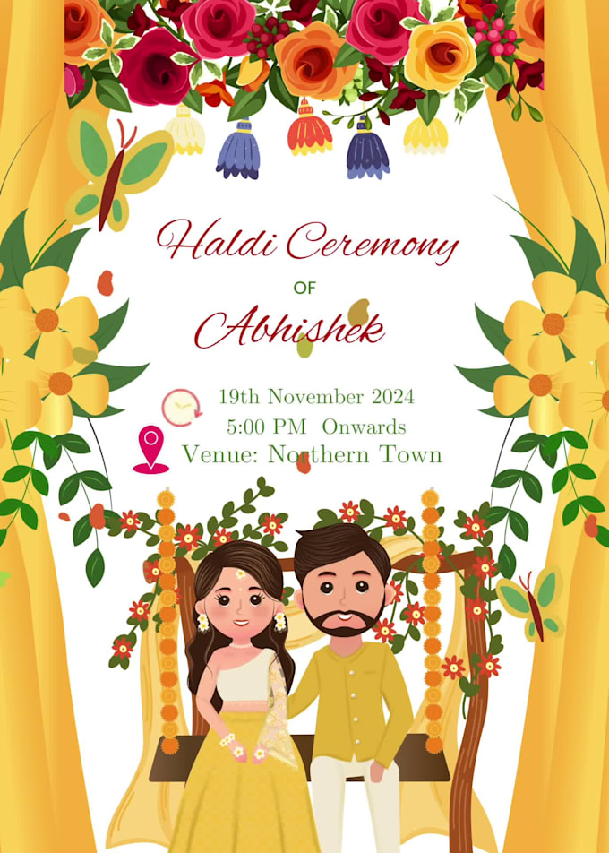 design indian wedding invitation video for whatsapp