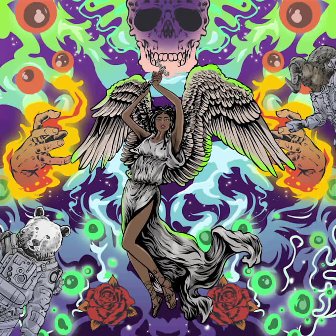 draw badass darkart album cover illustration