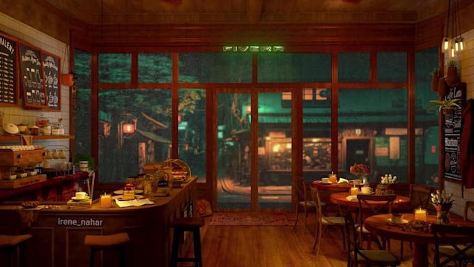 make coffee shop jazz music cozy rain video relaxing video