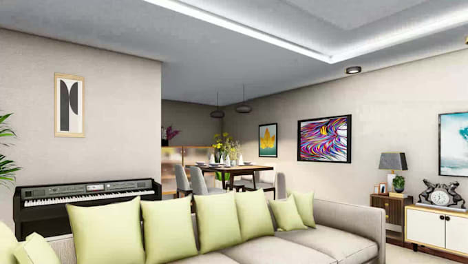 remodel 3d kitchen and interior design with realistic render