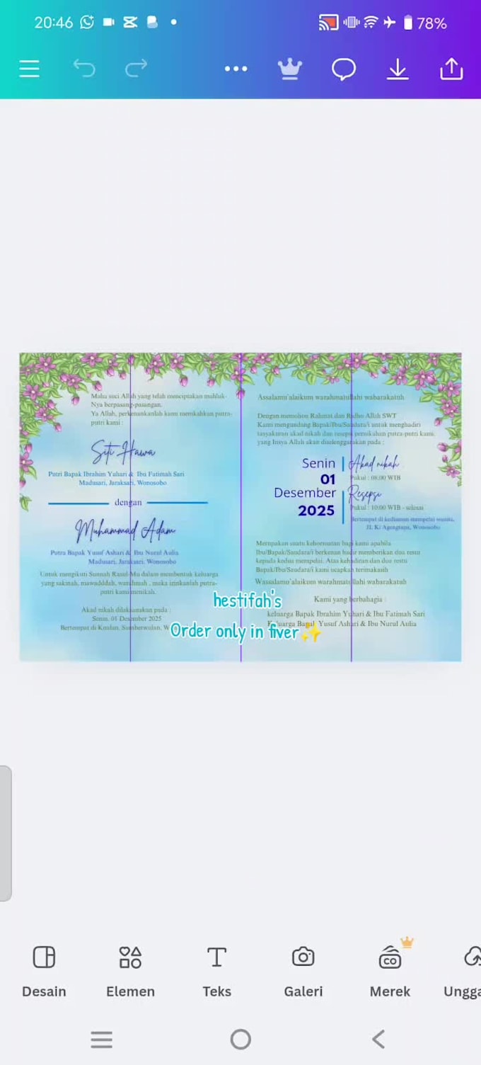 edit a semi custom wedding invite