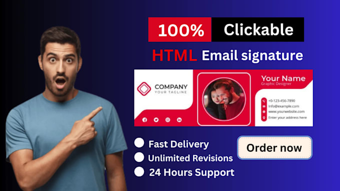 professional clickable HTML email signature for outlook, gmail, and apple mail