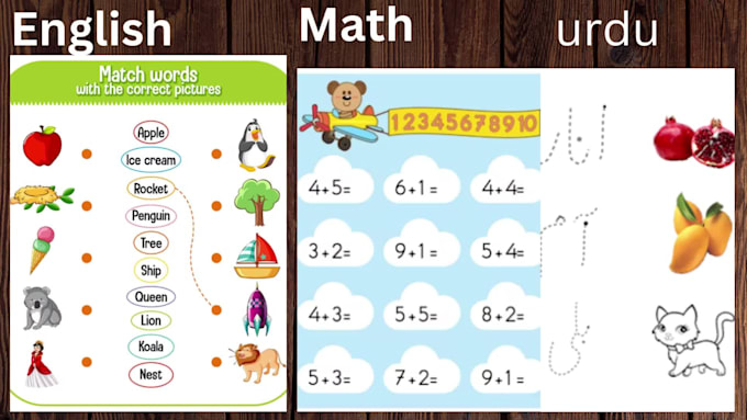 creat english, urdu, and maths worksheets