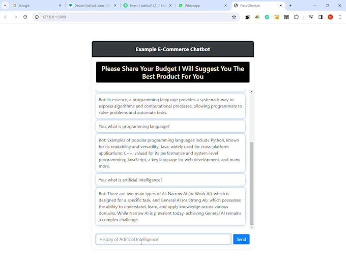 Create chatbot for your website by Sakibul1321 | Fiverr