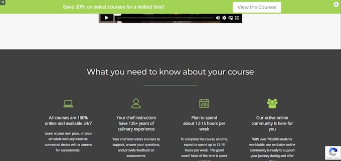 create recipe lms website or cooking course elearning platform meal prep website
