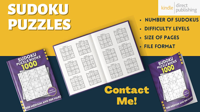 create a sudoku puzzle book and cover  for your amazon KDP