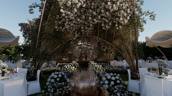 render 4k realistic wedding decoration