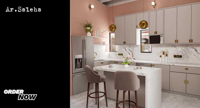 design and create realistic kitchen interiors