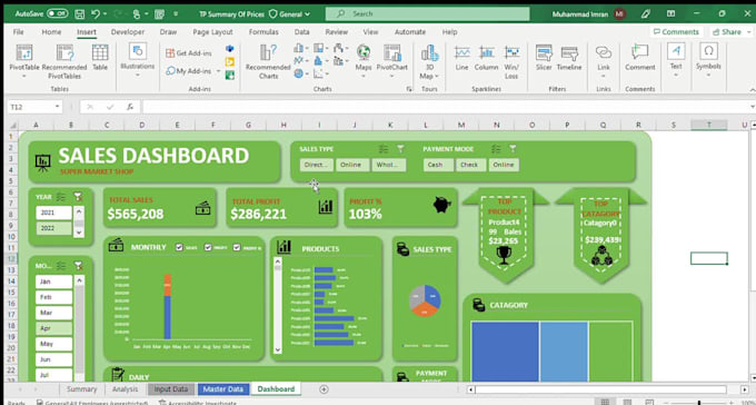 Create interactive sales dashboard in excel by Imransatti786 | Fiverr