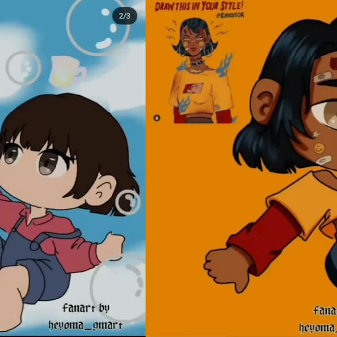 illustrations, design , fanarts and more in style chibi