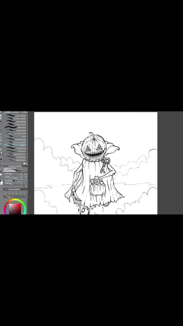 create creepy illustration with hand drawing or digital