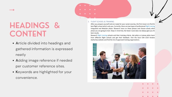 do articles, social media posts on any topic in the aviation industry