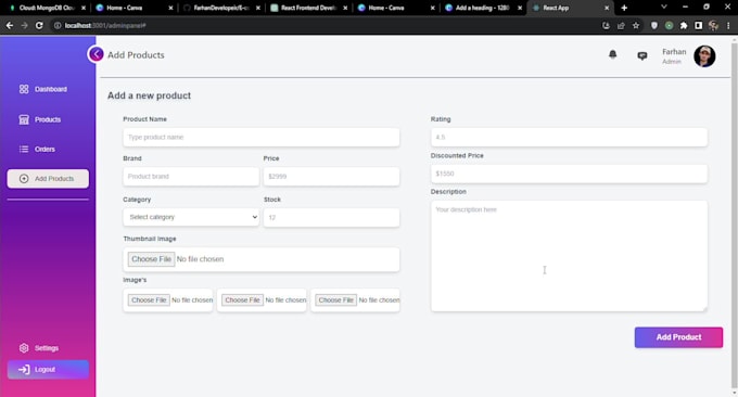 create admin dashboard with interactive data visualizations analytics