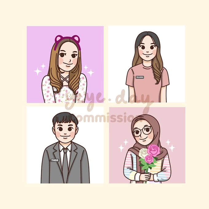 do simple cute flat art illustration