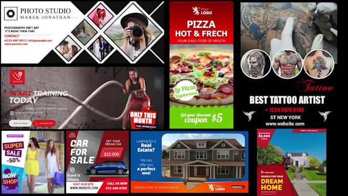 do professional video or GIF web banners, headers, ads, covers