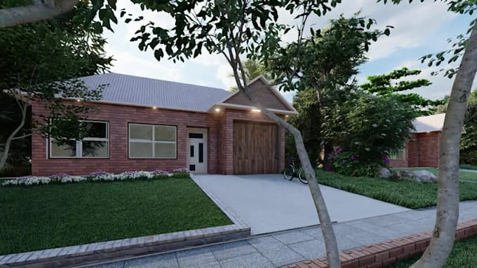 do architectural 3d house model with exterior and interior