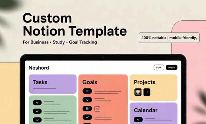 build a functional notion template for business, goals or study