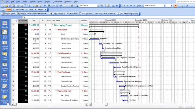 do any kind of project management work on microsoft project