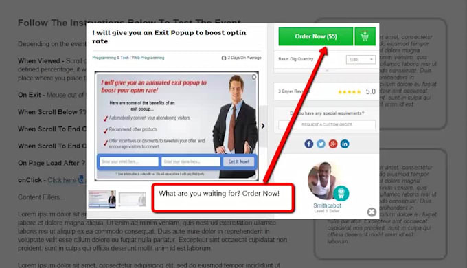 create a custom exit intent popup for any type of website