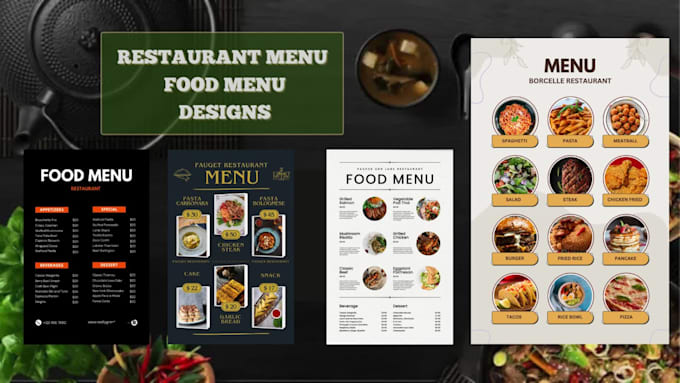 design professional creative custom restaurant menu