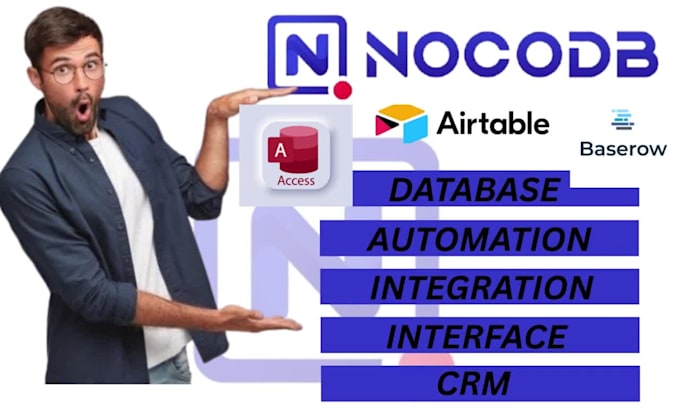 set up nocodb to manage data, airtable, microsoft access, baserow, goggle sheet