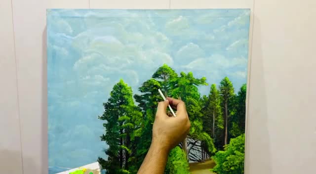 hand paint landscape painting on canvas