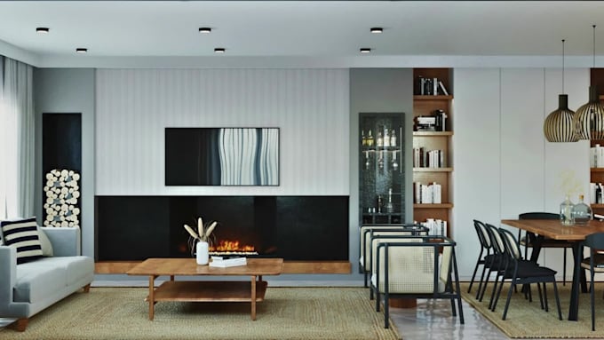 design modern living room interior 3d render
