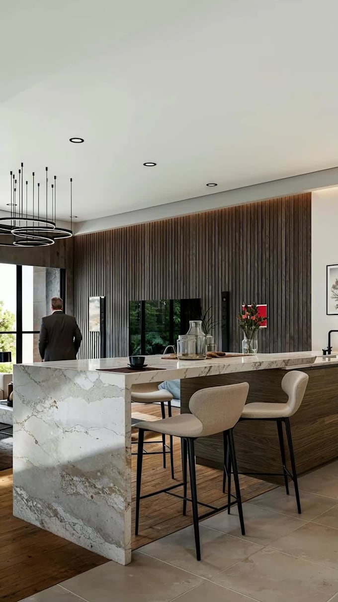 create photorealistic 3d renders of kitchens and living rooms