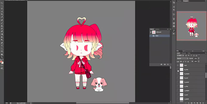 cut any image to PSD for animation or live2d asset