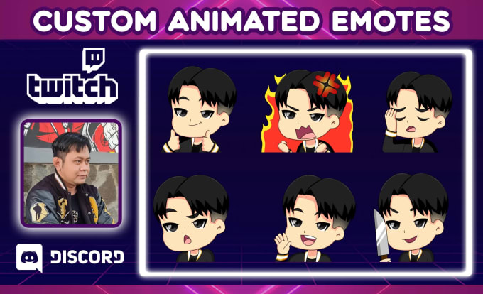 Draw custom gif cute chibi emotes for twitch or discord by ...