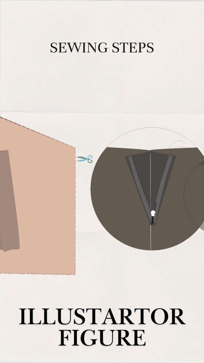 illustrate sewing instruction, write step by step guide