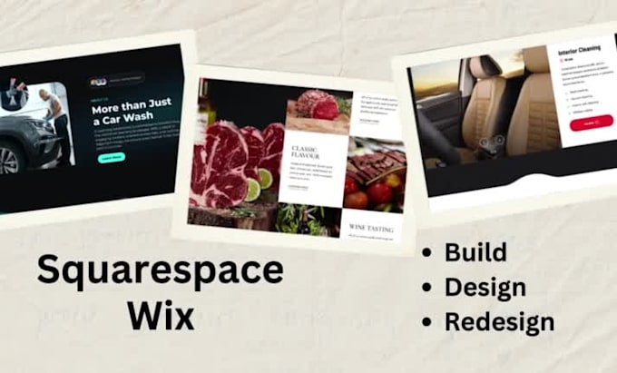 build and design, redesign squarespace, design wix website