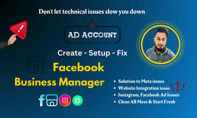 fix up issues or setup facebook business manager and page