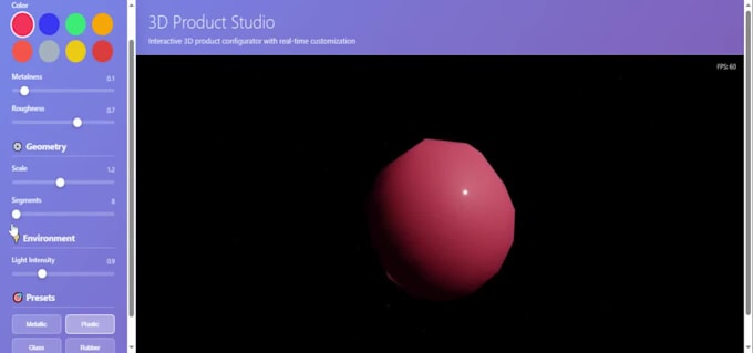 create a 3d website or product configurator with threejs, webgl, r3f or blender