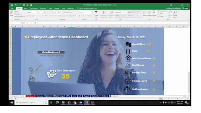 create employee attendance dashboard from excel