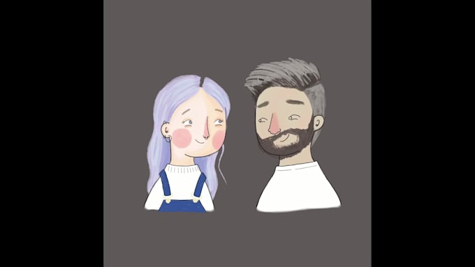 create a cute custom couples portrait for you