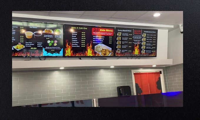design professional digital menu board for restaurant TV screen