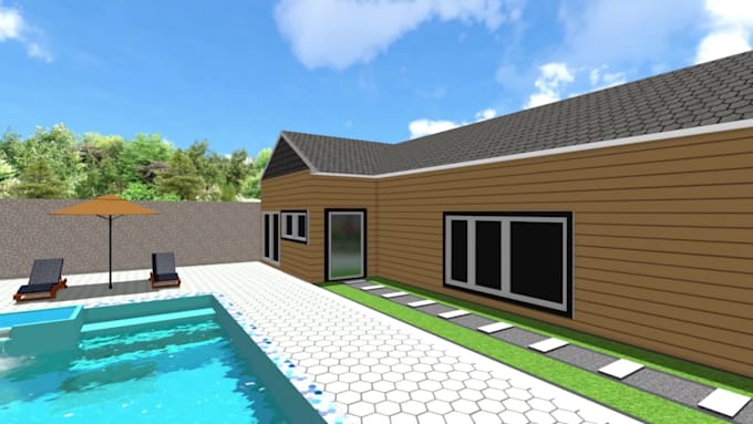 do 2d 3d landscape design backyard desing pool