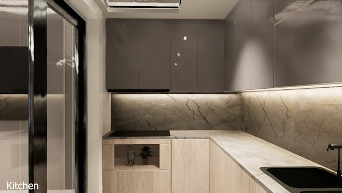 3d interior with realistic rendering for home or office